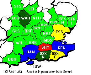 Click the county for a parish map or link
(Sussex, East and West Surrey at the moment)