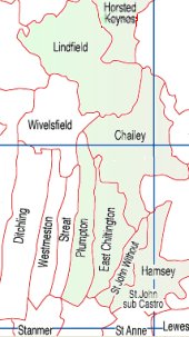 map of parishes around Plumpton